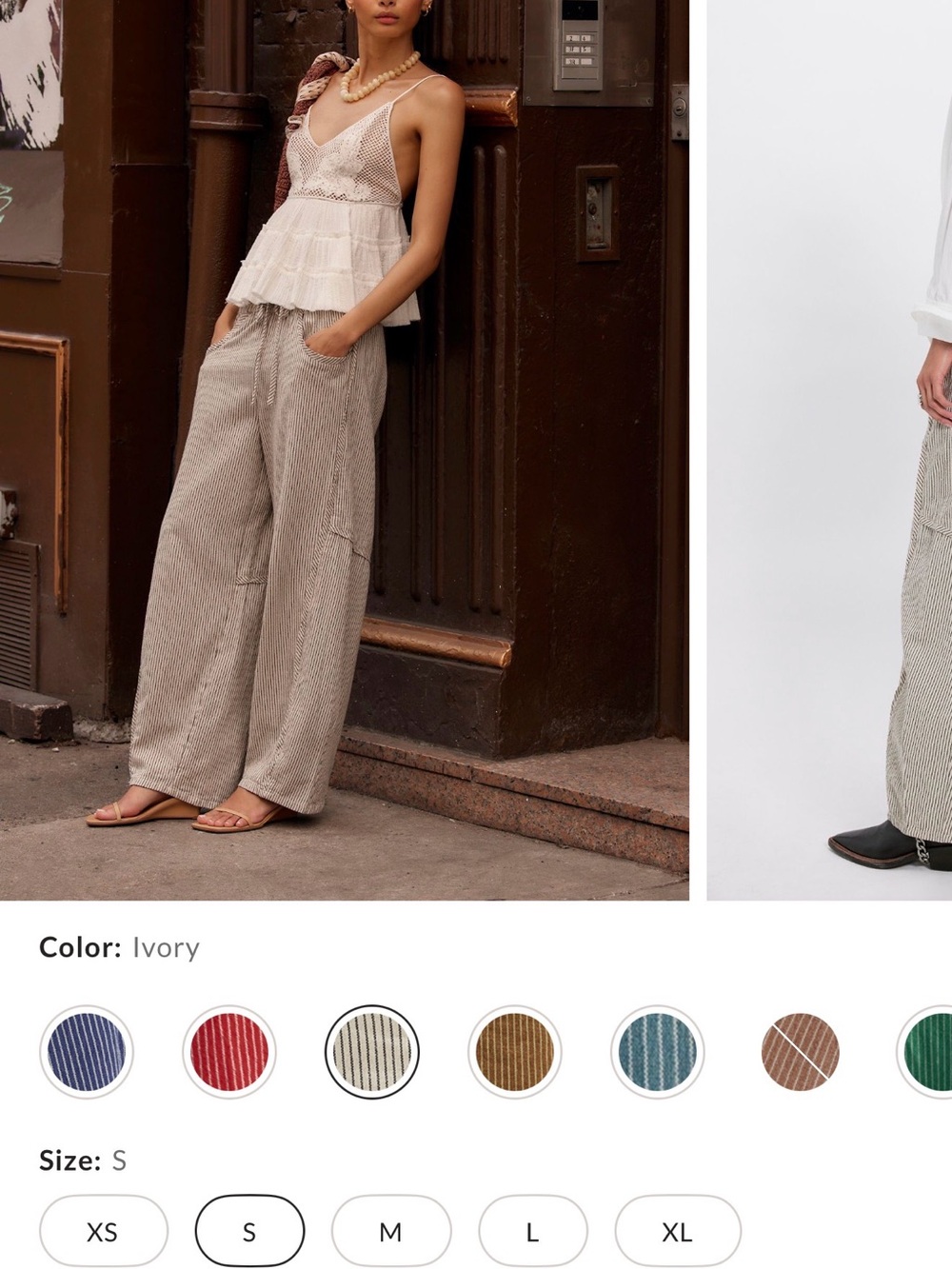 Free People Ivory Wide-Leg Ankle Pants